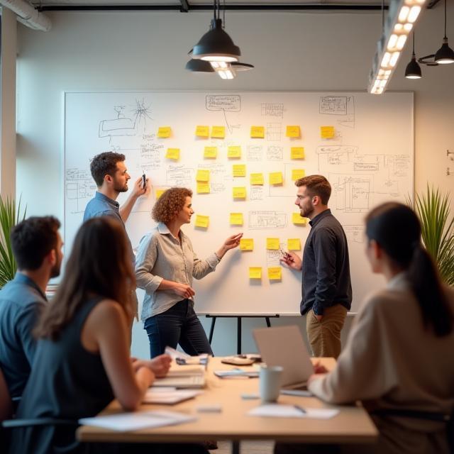 Workshop mit Whiteboard und Post-its